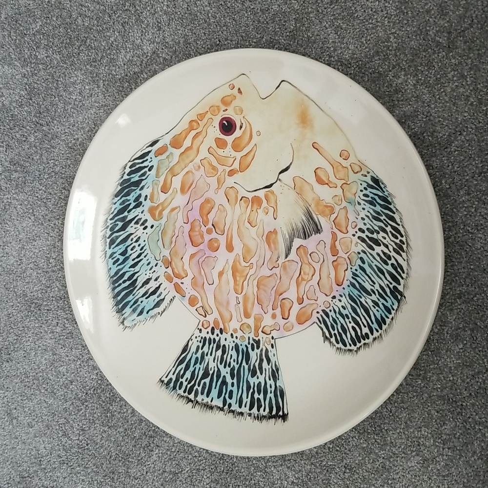Mei Ming Ware Big Fish Home Decor Plate 16" Dia. Adorable Seaside Appropriate